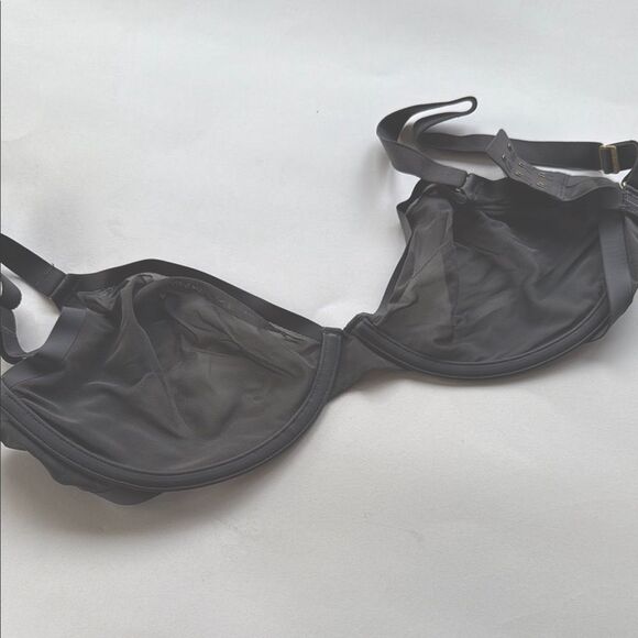 NWT CUUP THE PLUNGE SLATE GRAY SHEER UNLINED MESH BRA SIZE 30G - Picture 1 of 6